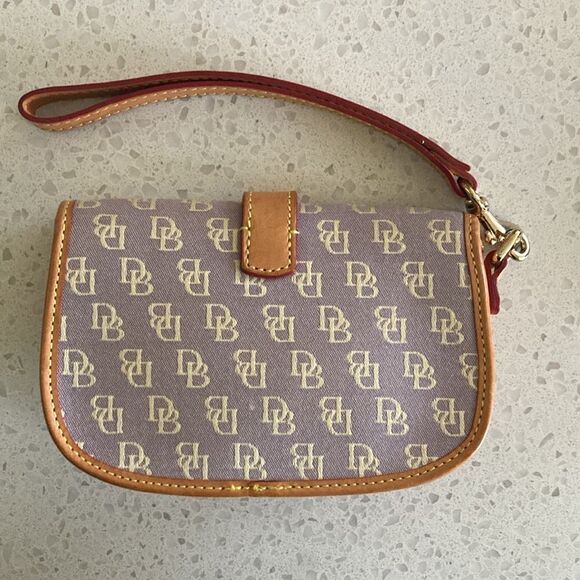 Dooney & Bourke Lilac Canvas and Leather Monogram Wristlet Purse - Picture 2 of 10
